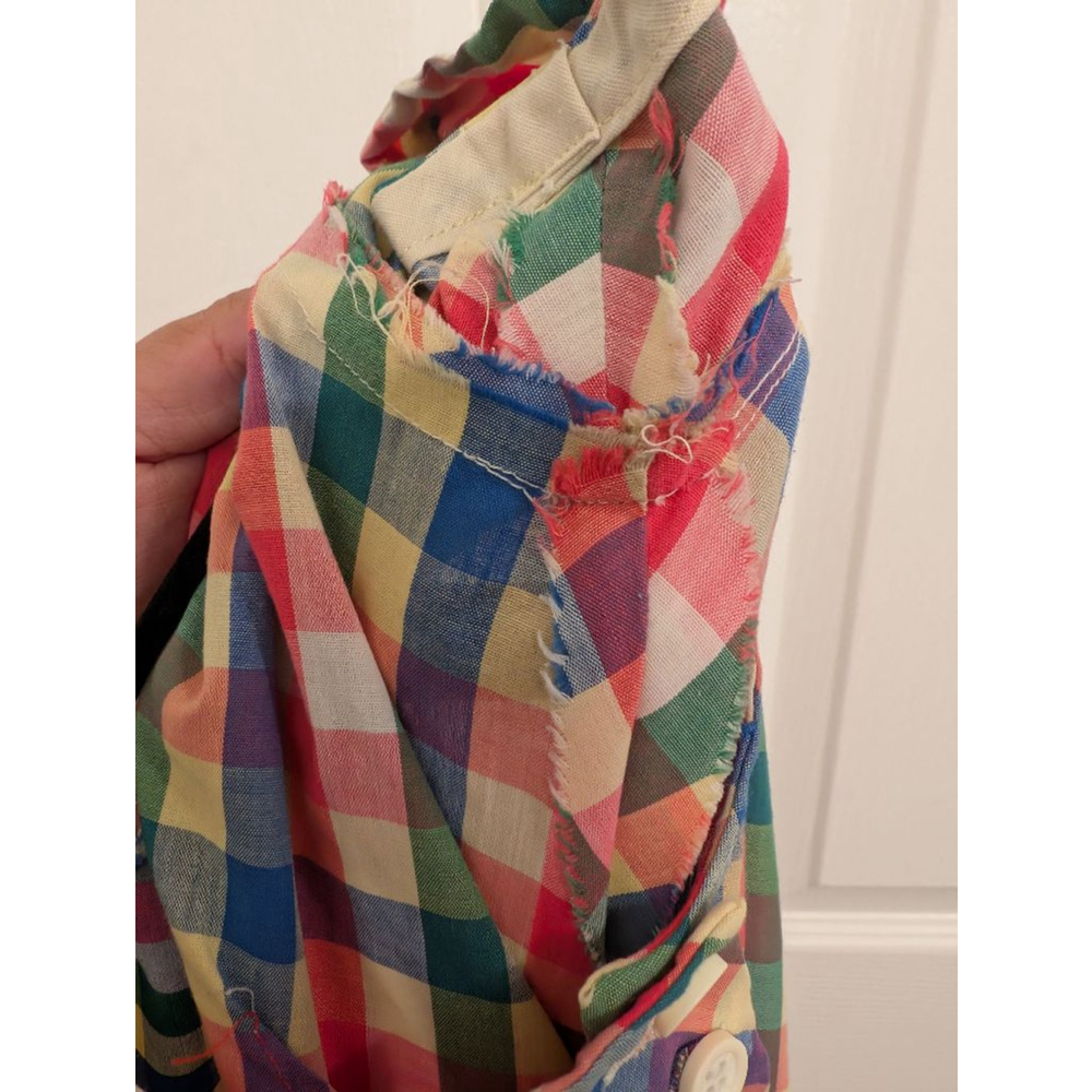 Vintage Handmade Rainbow Multi-Color Gingham Plaid Picnic Dress Cottagecore - Picture 8 of 8